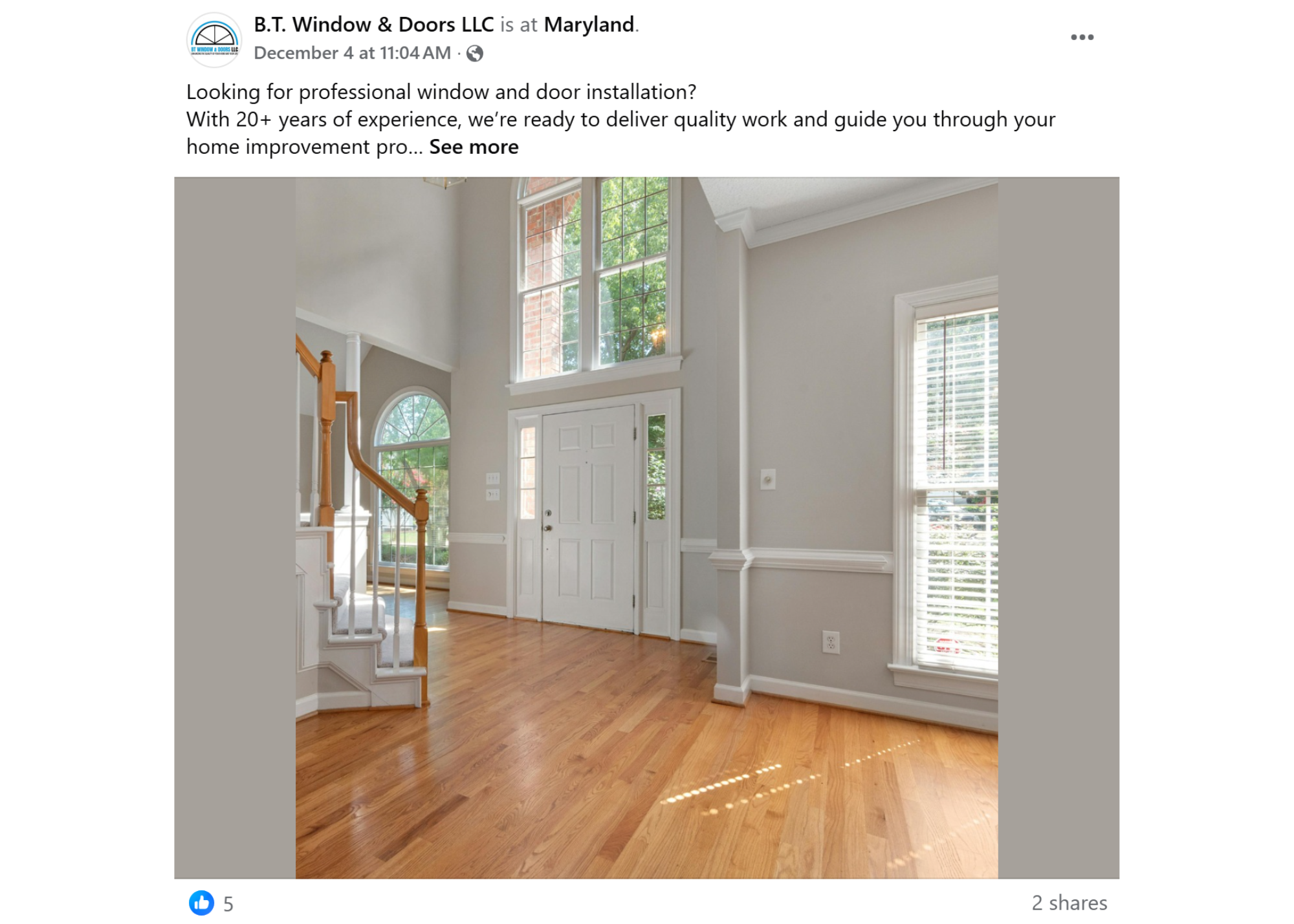 B.T. Window & Doors Social Media